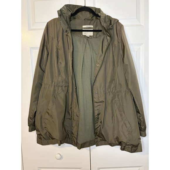 a new day Jackets & Blazers - A New Day Jacket Womens XL Green Water Resistant Hooded Parka Raincoat Pockets